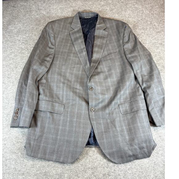 Jack Victor Blazer Jacket Mens Size 44R Gray Plaid Lined Sport Coat Business - Picture 1 of 8